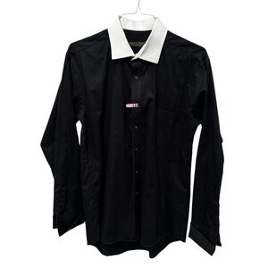 Donald Trump black dress shirt with white collar, button up, 16.5 neck, 34/35.